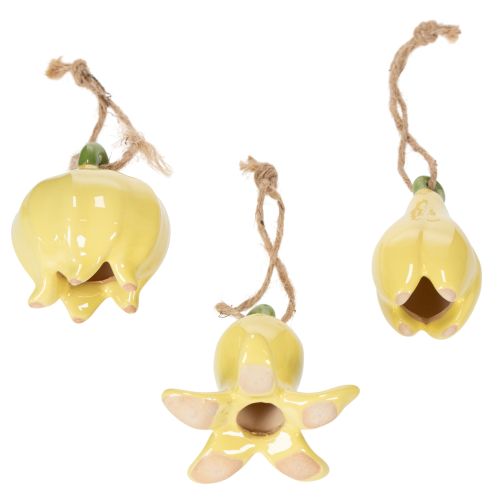 položky Keramické kvetinové prívesky, veselý dizajn, kvetinový vzor, jarná dekorácia, 9 cm, 6 kusov