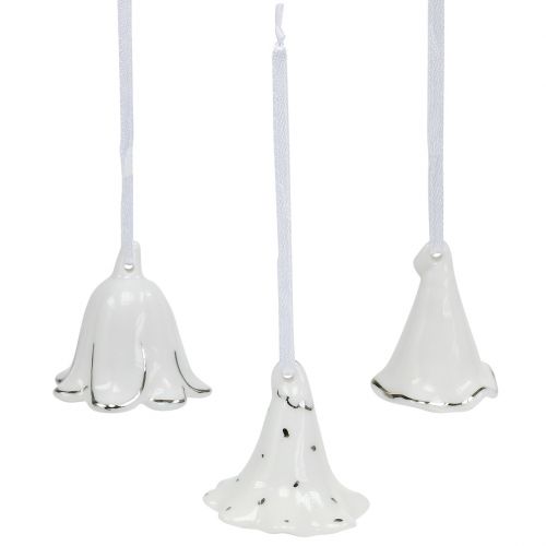 Floristik24 Kvetinové zvončeky na zavesenie biele, strieborné 3ks