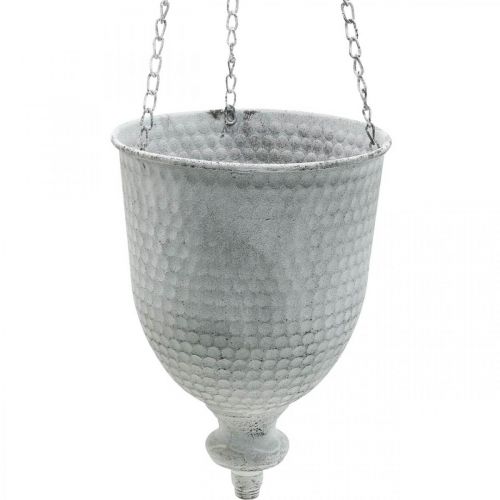 položky Závesný košík Shabby Chic White Ø21cm s háčikom a retiazkou