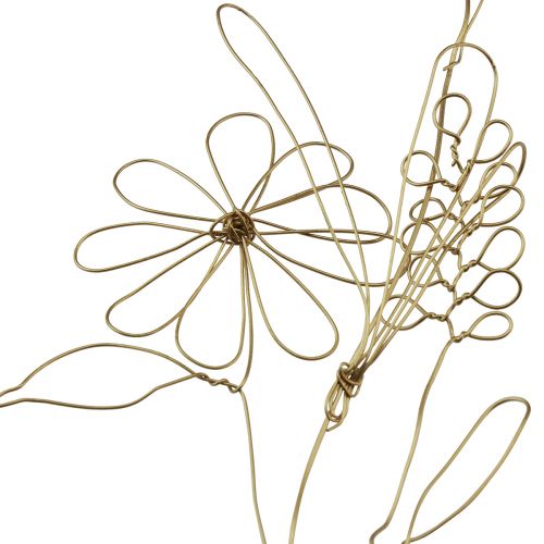 položky Kvetinová girlanda kovový ozdobný vešiak zlatý motív lúka 110cm