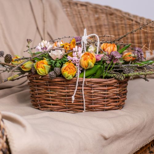 položky Kvetinový košík, košík na sadenie, kvetinová dekorácia prírodná L31cm V11,5cm