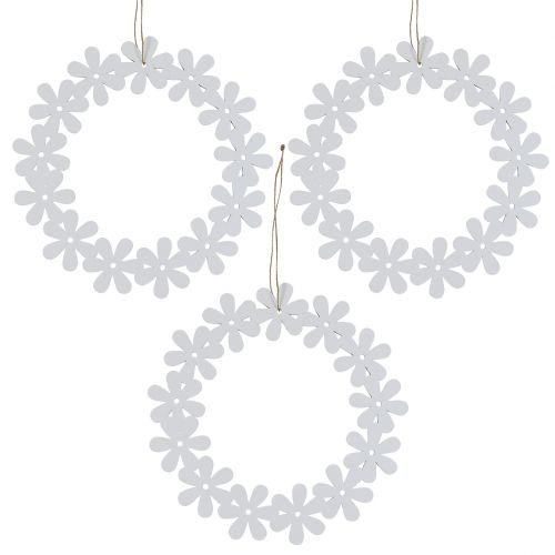 Floristik24 Kvetinový veniec drevený biely Ø15cm 8ks