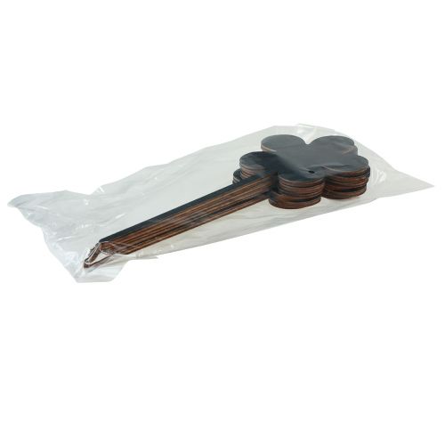 položky Mini drevené plakety v tvare kvetu, čierne, Ø10cm, 6-dielna sada dekorácií