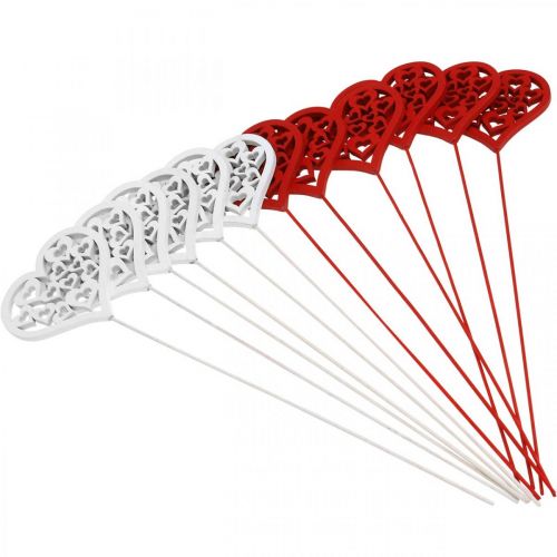 položky Kvetinová zátka srdce červená, biela ozdobná zátka Valentínska 7cm 12ks