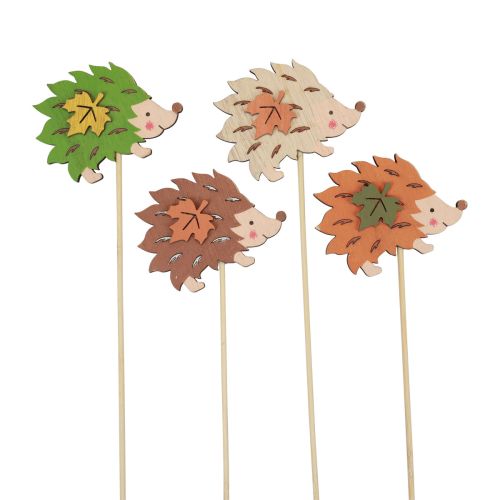 položky Kvetinová tyčinka Drevená dekorácia ježko hnedá zelená 8×6cm 12 ks