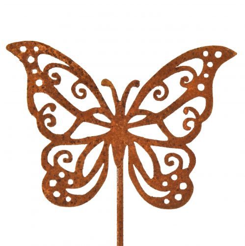 Kvetinová zátka kovová hrdzavá dekorácia motýľ 10x7cm