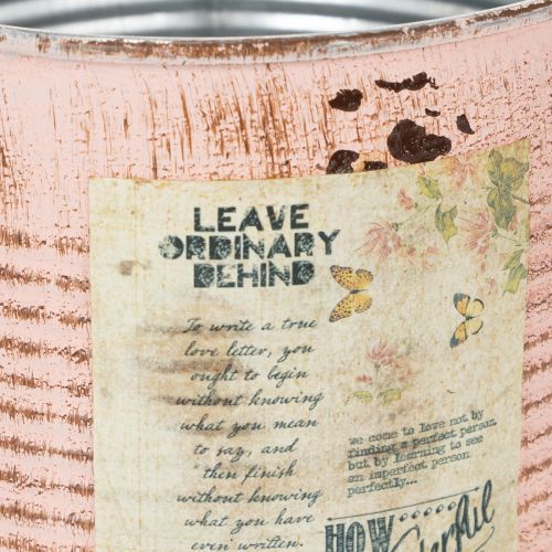 položky Dekoratívny kvetináč plechovka lososový kovový kvetináč Ø15,5 cm V15 cm