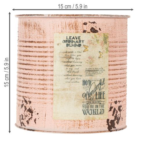 položky Dekoratívny kvetináč plechovka lososový kovový kvetináč Ø15,5 cm V15 cm