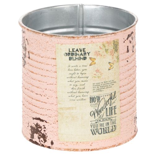 Floristik24 Dekoratívny kvetináč v plechovke lososový, kovový, letná dekorácia Ø11cm V10,5cm