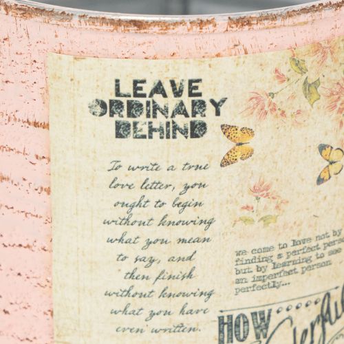 položky Dekoratívny kvetináč v plechovke lososový, kovový, letná dekorácia Ø11cm V10,5cm