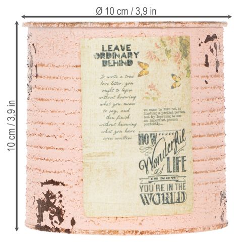 položky Dekoratívny kvetináč v plechovke lososový, kovový, letná dekorácia Ø11cm V10,5cm