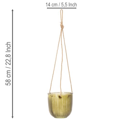 Sklenený kvetináč/závesný lampáš, fialový/zelený, 14 cm, 2 kusy | Floristik24.sk