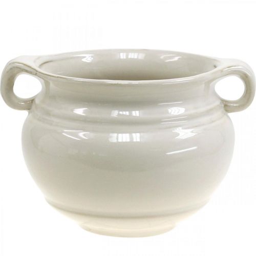 Floristik24 Kvetináč s rúčkou kvetináč Keramický kvetináč biely Ø14cm