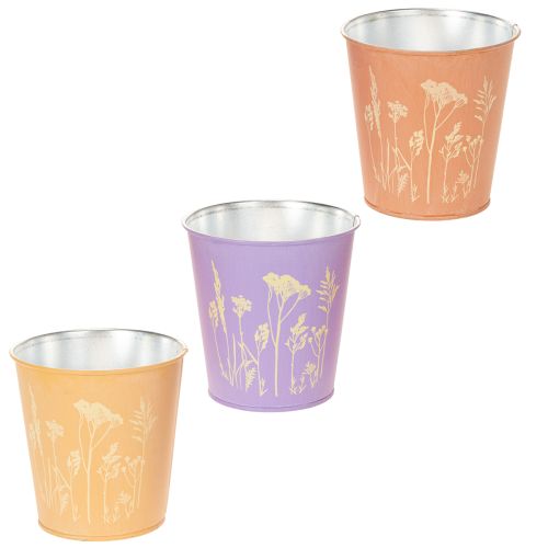 Set kovových kvetináčov s kvetinovým motívom v pastelových farbách, 10 cm, 3 ks kúpiť | Floristik24.sk