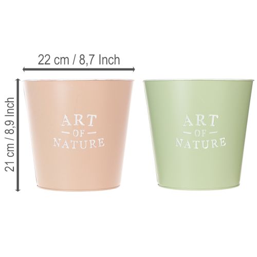 Okrúhly zinkový obal na kvetináče v pastelových farbách 22 cm, 2 ks | Floristik24.sk