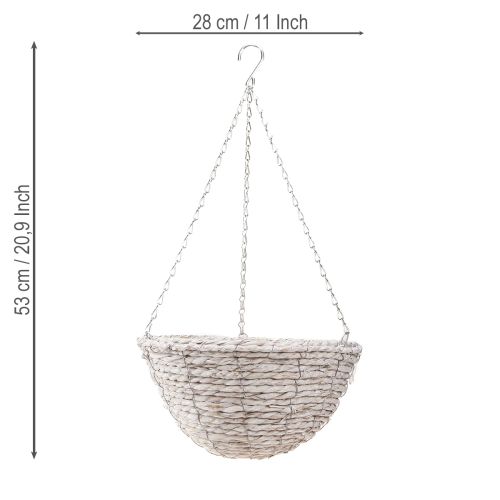 položky Kvetináč závesný slamený prírodná biela Ø28cm V15cm 2ks