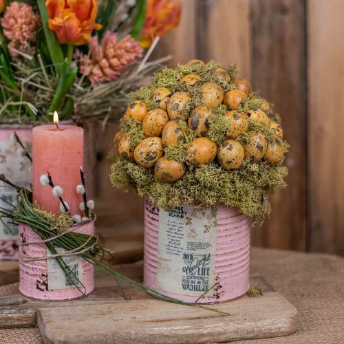 položky Kvetináč dekoračná plechovka lososová kovová letná dekorácia Ø11cm V10,5cm