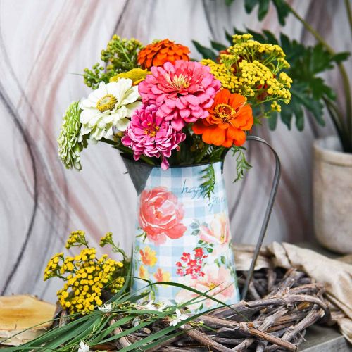 položky Váza na kvety dekoračný džbán kovová vintage záhradná dekorácia kvetináč V23cm
