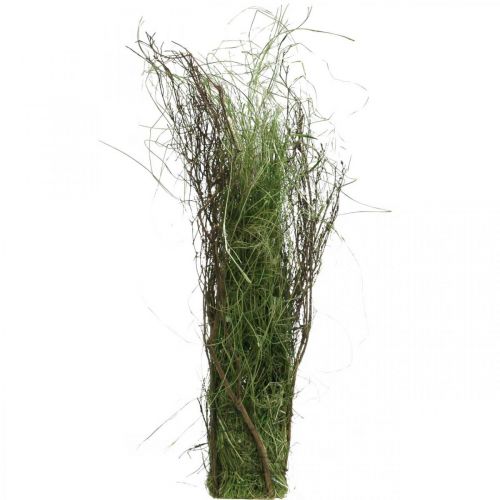 Floristik24 Ozdobný trávový ker s konármi Sušený trs trávy 65×12cm