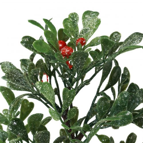 položky Umelá vetvička zimné zelené červené bobule trblietavé mráz 36cm