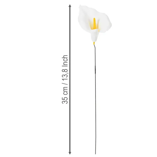 Umelá kala so žltými tyčinkami, ozdobné kvety, 35 cm, 10 kusov | Floristik24.sk