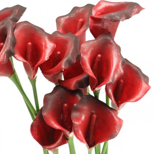 položky Calla red bordeaux umelé kvety v zväzku 57cm 12ks
