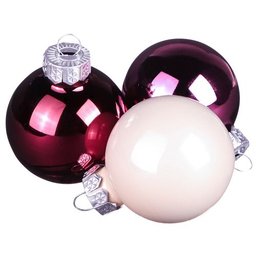 Vianočné gule na stromček sklenené gule na stromček Berry Mix Ø5cm 24 ks Berry ružová béžová krémová lesklá kúpiť | Floristik24.sk