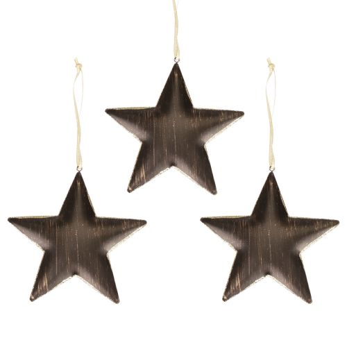 Floristik24 Dekorácia na vianočný stromček hviezda kovová čierna zlatá Ø15cm 3ks