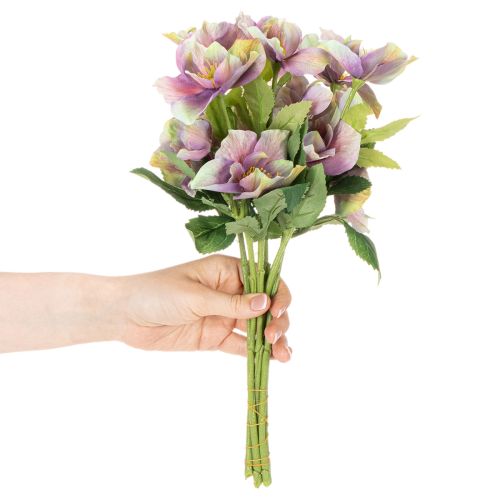 Umelá kytica vianočných ruží s fialovými kvetmi, 35 cm, 6 kusov | Floristik24.sk