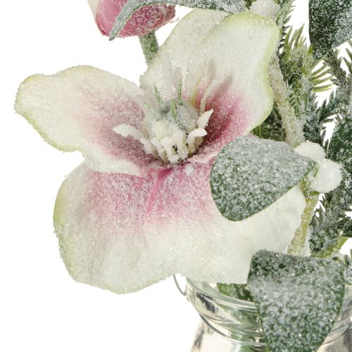 položky Umelá vianočná ruža v sklenených umelých kvetoch na zavesenie V22 cm