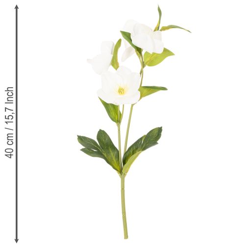 Umelý kvet vianočnej ruže, biela dekoratívna kytica umelých kvetov, 40 cm, 4 kusy | Floristik24.sk