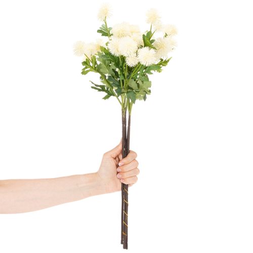 Umelý kvet chryzantémy, krémovo biela kytica, ozdobná vetvička, veľká 56 cm, 4 kusy | Floristik24.sk