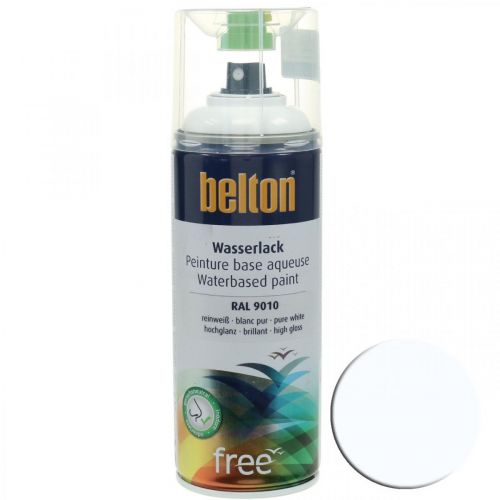 Floristik24 Bezplatná farba Belton na vodnej báze biela vysoký lesk v spreji čistá biela 400ml
