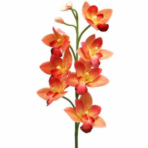 Floristik24 Orchidea umelý kvet Cymbidium Orange 74cm