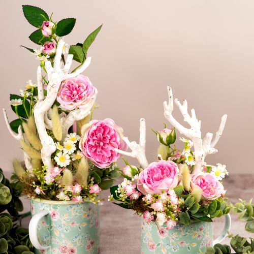 položky Vetva ruže hodvábna ruža umelá vetvička ruže ružová krémová 79cm