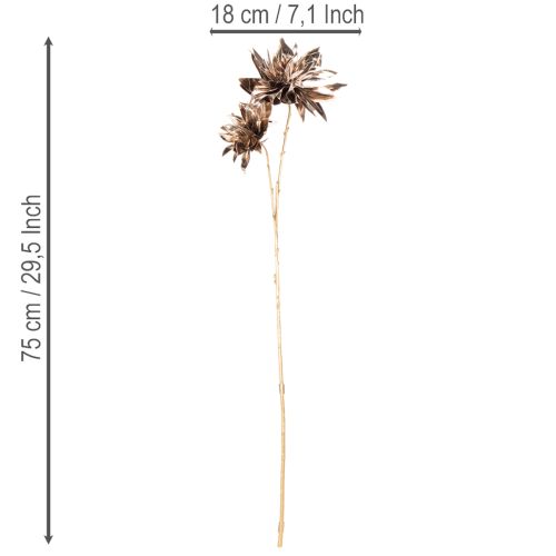 Umelý kvet dahlia, s dlhou stonkou a dvoma kvetmi, 75 cm | Floristik24.sk