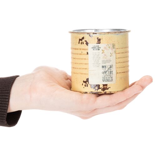 položky Dekoratívna plechovka, letná marhuľová farba, kovová plechovka, kvetináč, Ø8 cm V7,5 cm