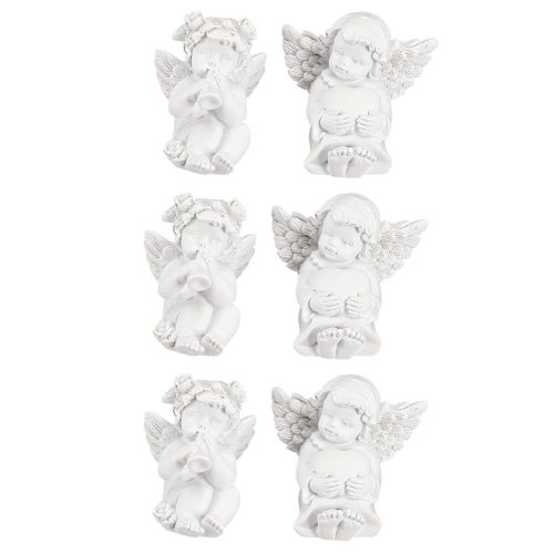 položky Dekoračný anjel so srdiečkovým hrobom dekorácia biely polyresin V5cm 6ks