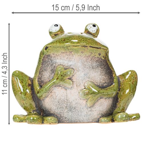 Dekoratívna žaba keramická zeleno-hnedá vintage D15,5 cm | Floristik24.sk