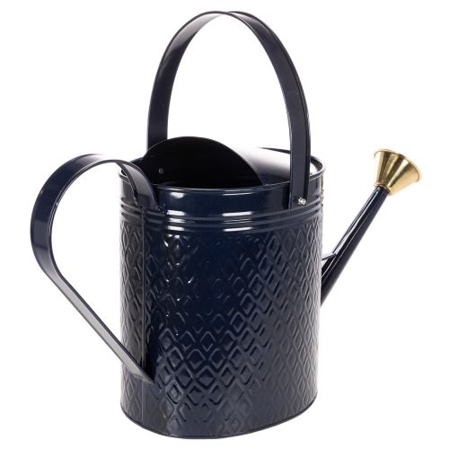 Dekoratívna krhlica, kovová, vintage modro-zlatá kockovaná, retro dizajn, na vnútorné použitie, do záhrady alebo na balkón, 65 cm | Floristik24.sk