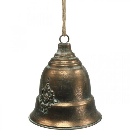 Floristik24 Ozdobný zvonček, kovový zvonček, zlatý zvonček na zavesenie Ø20,5cm V24cm