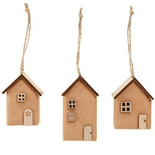 položky Dekoratívny domček, 9 kusov ozdôb na vianočný stromček, červenohnedé drevo