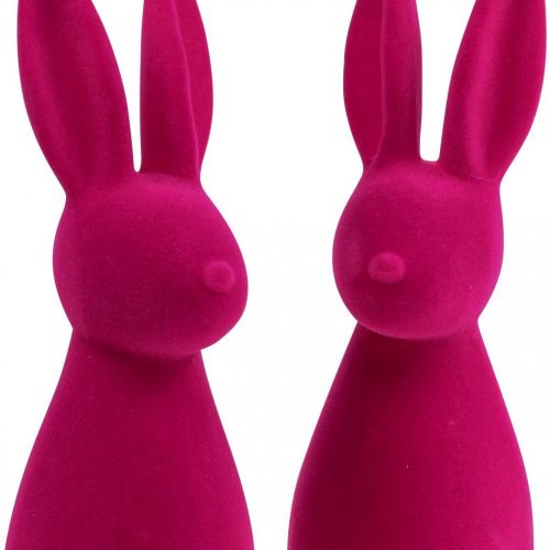 Floristik24 Dekoračný zajačik Dekoračný veľkonočný zajačik – 2. voľba – Flocked Pink V29,5cm 2 ks