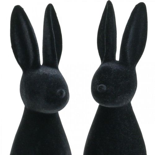 položky Dekoračný zajačik čierny ozdobný veľkonočný zajačik vločkovaný V29,5cm 2ks
