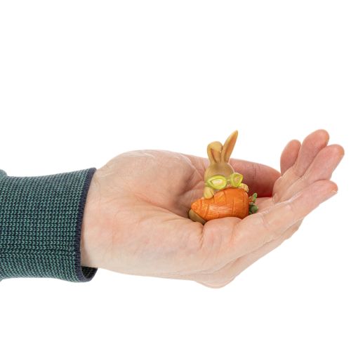 položky Dekoratívny králik s mrkvou, dekoratívne figúrky veľkonočných zajačikov, 6 cm, 3 kusy