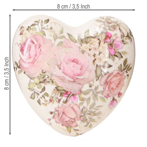 položky Ozdobné srdiečka s ružovou keramikou v krémovoružovej farbe 8x8cm 3ks