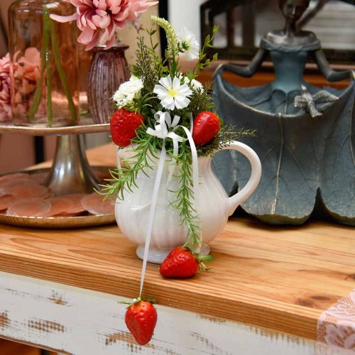 položky Dekoračná váza, džbán s uškom keramická zelená, biela, krémová V14,5cm 3ks