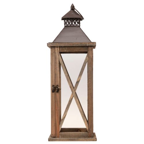 Dekoračný lampáš drevený vintage drevený lampáš hnedý 17×17×50cm | Floristik24.sk