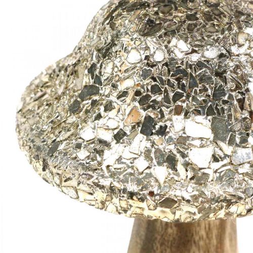 Floristik24 Drevený hríbik Deco drevený so zlatým mozaikovým vzorom V12cm