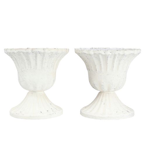 Floristik24 Ozdobný pohár Shabby Chic Kalich biely Ø8cm V8,5cm 2ks